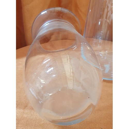 359 - 2 x Large Glass Vases (H:30cm & H:32cm)