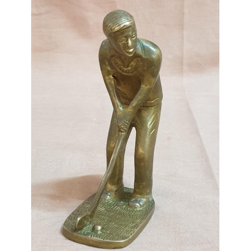 452 - Golf Player Brass Figurine (H:14.5cm) Total Weight 445gr