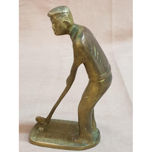 452 - Golf Player Brass Figurine (H:14.5cm) Total Weight 445gr