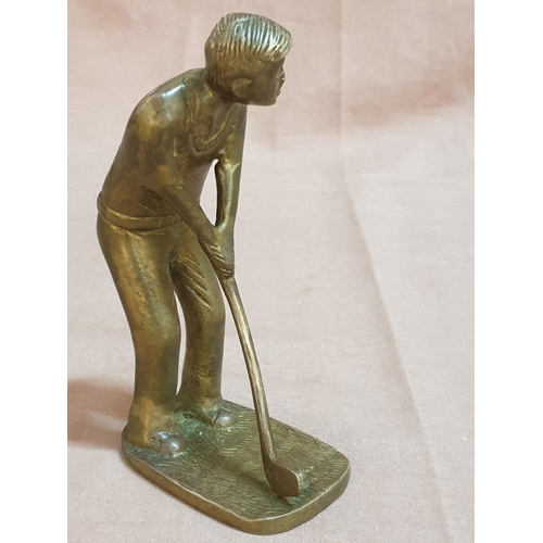 452 - Golf Player Brass Figurine (H:14.5cm) Total Weight 445gr