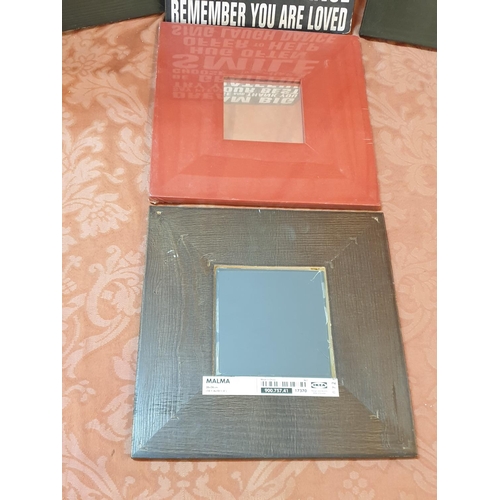 605 - Wall Decor - 4 x Mirrors (25 x 25cm each) 3 x Black Frame, 1 x Red Frame Together with 