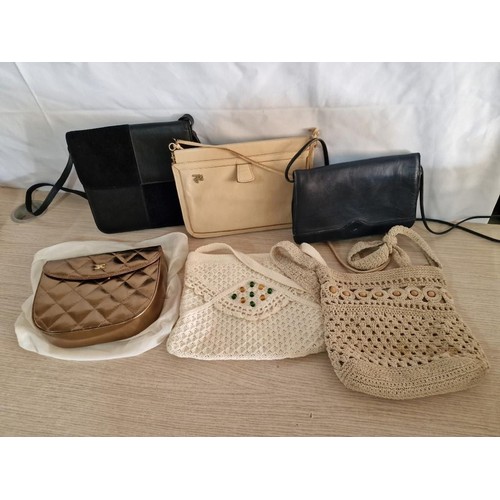 597 - Various Retro Shoulder Bags (3 x Beige, 2 x Black and 1 x Old Gold Colour