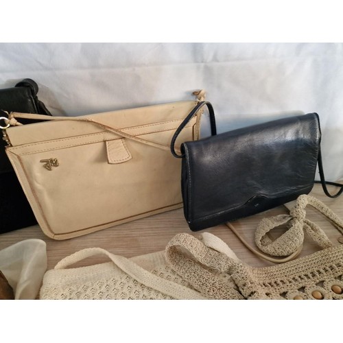 597 - Various Retro Shoulder Bags (3 x Beige, 2 x Black and 1 x Old Gold Colour