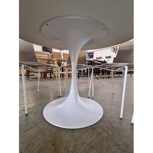 589 - 'Mood', Modern Contemporary White Round Pedestal Dining Table (Approx. Ø: 120cm), Together with Set ... 