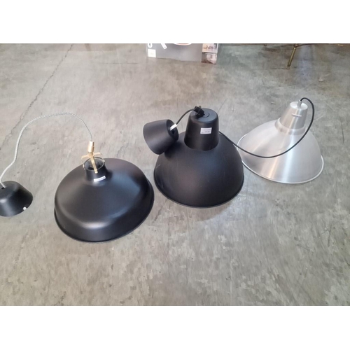 357 - 3 x Assorted Modern Ceiling Lights; 2 x Black Colour, 1 x Grey / Silver Colour, (3)