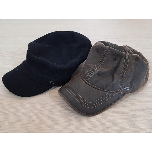 195 - 2 x Camel Active Men's Hats; 1 x Black Winter Wool, Polymid 80% + 20%, Size L and Sport Brown Leathe... 