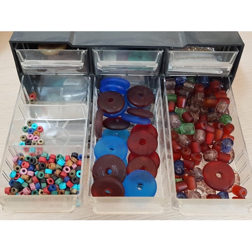 259 - Craft Accessories inc; Mini Plastic Parts, Storage Drawers 15 - Drawers Full of Assorted Craft Hand ... 