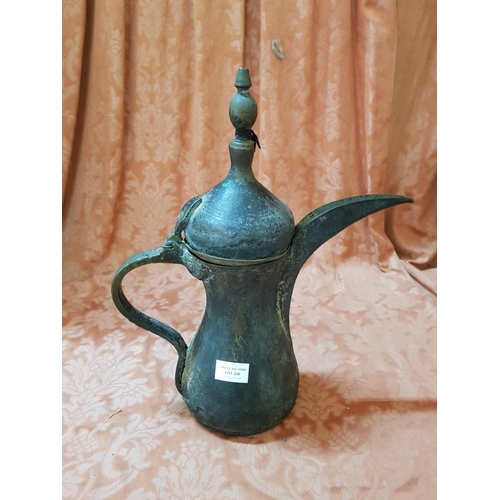 328 - Antique Arabic Brass Coffee Jug, (Approx. H: 40cm)