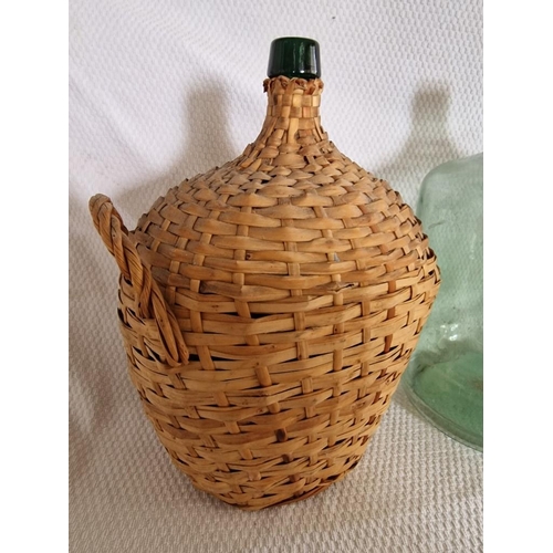 611 - Collection of 4 x Large Vintage Bottles, One Wicker Clad, (Tallest Approx. 51cm), (4)