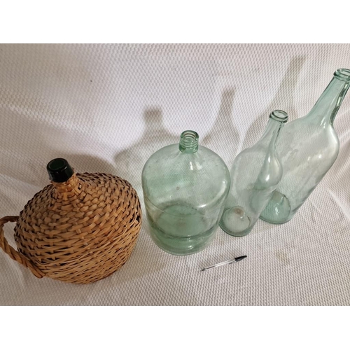 611 - Collection of 4 x Large Vintage Bottles, One Wicker Clad, (Tallest Approx. 51cm), (4)