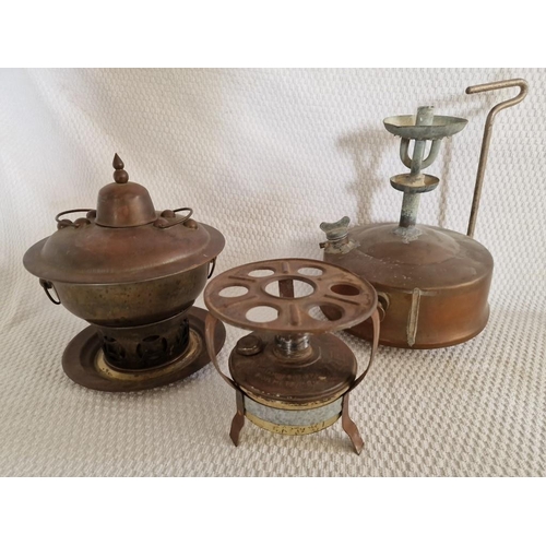 612 - Collection of 3 x Vintage Copper Burners, (one a/f), (3)