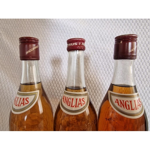 615 - 3 x Bottles of Vintage Anglias Cyprus Brandy, Produced in Cyprus by 'Crist. Haggipavlu & Sons Ltd', ... 