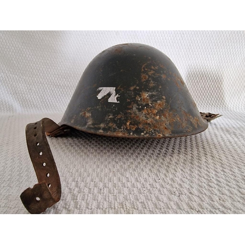 618 - Vintage Metal Military Helmet, Together with Metal Lunch Box / Container, (2)