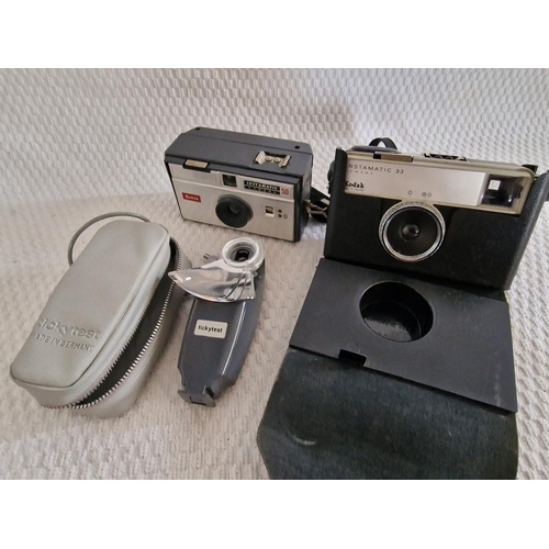 621 - Kodak Instamatic 50 and Instamatic 33 Cameras, Together with 'Tickytest' Flash Unit, in Case, (Made ... 