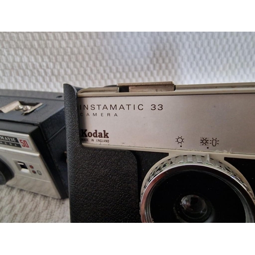 621 - Kodak Instamatic 50 and Instamatic 33 Cameras, Together with 'Tickytest' Flash Unit, in Case, (Made ... 