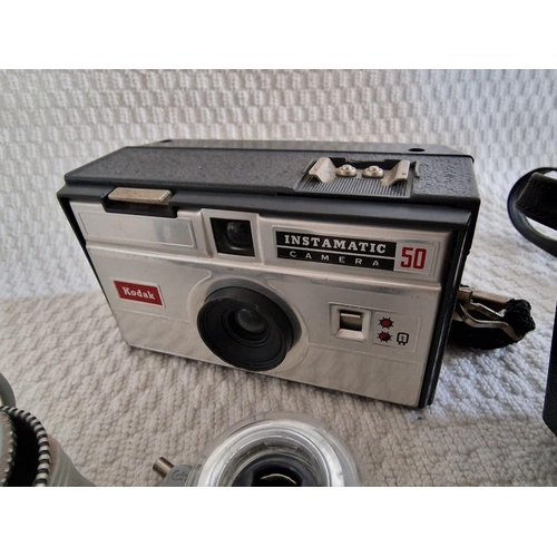 621 - Kodak Instamatic 50 and Instamatic 33 Cameras, Together with 'Tickytest' Flash Unit, in Case, (Made ... 