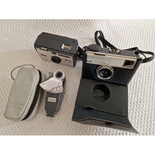 621 - Kodak Instamatic 50 and Instamatic 33 Cameras, Together with 'Tickytest' Flash Unit, in Case, (Made ... 