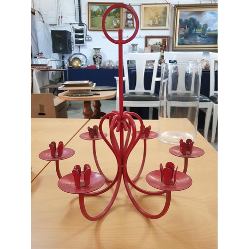 643 - Collection of Various Style of Candle Holders Including Modern Red Metal 6 - Armed Candle Holder, To... 