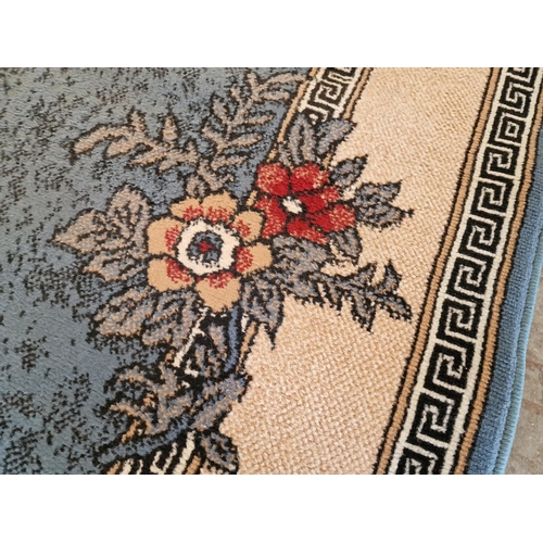 666 - Large Carpet with Blue Pattern Body, Cream Border and Floral Decoration, (Approx. 195 x 140cm)