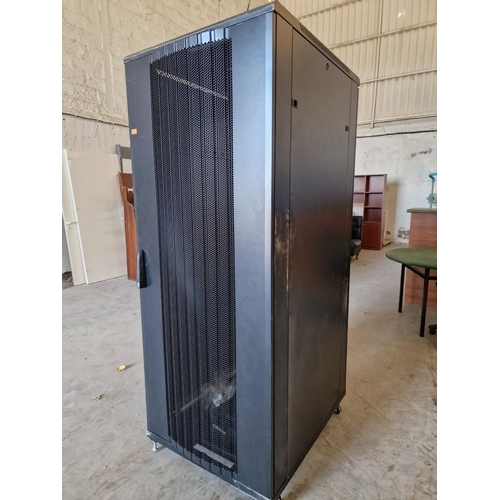 670 - Large Computer Server Cabinet, 42-Rack, Front & Rear Doors, Removable Side Panels, On Wheels, * Look... 