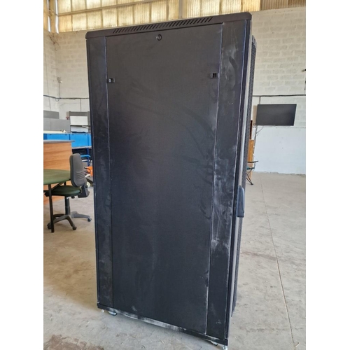 670 - Large Computer Server Cabinet, 42-Rack, Front & Rear Doors, Removable Side Panels, On Wheels, * Look... 