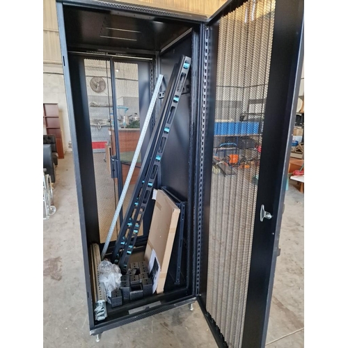 670 - Large Computer Server Cabinet, 42-Rack, Front & Rear Doors, Removable Side Panels, On Wheels, * Look... 