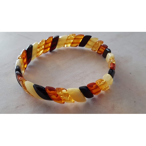 691 - Multicolour Amber Stretch Bracelet