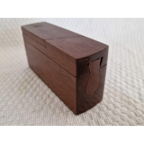 705 - Antique Game with 4 x Lead Cars(?) and Stone(?) Ball in Wooden Puzzle Box