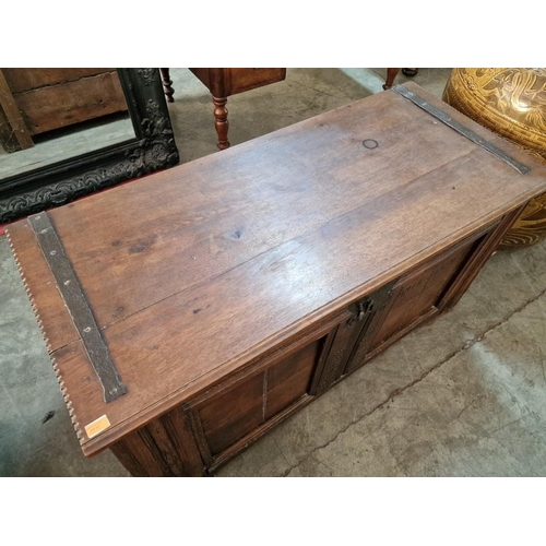 700 - Antique Oak Dutch Bridal Chest with Hinged Lid, Carved Details and Date of 1687, (Approx. 143 x 65 x... 