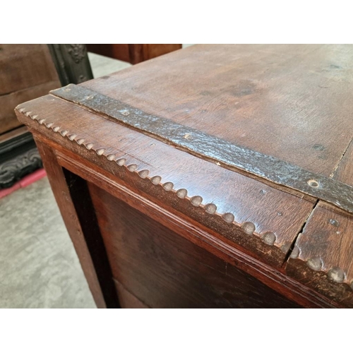 700 - Antique Oak Dutch Bridal Chest with Hinged Lid, Carved Details and Date of 1687, (Approx. 143 x 65 x... 