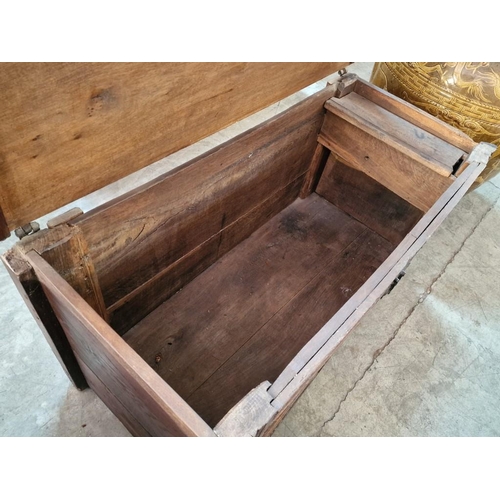 700 - Antique Oak Dutch Bridal Chest with Hinged Lid, Carved Details and Date of 1687, (Approx. 143 x 65 x... 