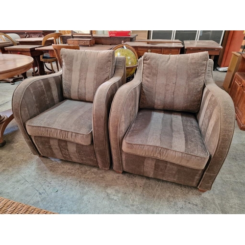 699 - Pair of Easy Arm Chairs in Brown Pattern Velour, (2)