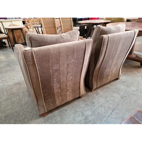 699 - Pair of Easy Arm Chairs in Brown Pattern Velour, (2)