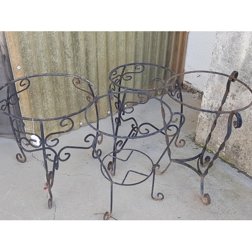 126 - Various Metal Plant Stands Holders (4), (Ø35.5cm x H:48cm, Ø36.5cm x H:56cm, Ø36cm x H:51cm and Ø46c... 