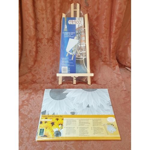 Home Artist Set; Wooden Table Easel (50cm) and Acrylic Paint and
