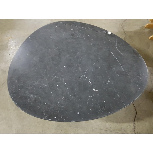 157 - Posh Marble Ovoid Coffee Table on Chrom Tripod Leg (Approx. 103 x 94 x 37cm)