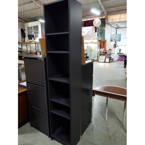 159 - 6 - Shelf Tall Cabinet / Unit / Bookcase with 1 x Extra Shelf (28 x 40cm x 202 - 235cm) Dark Brown C... 