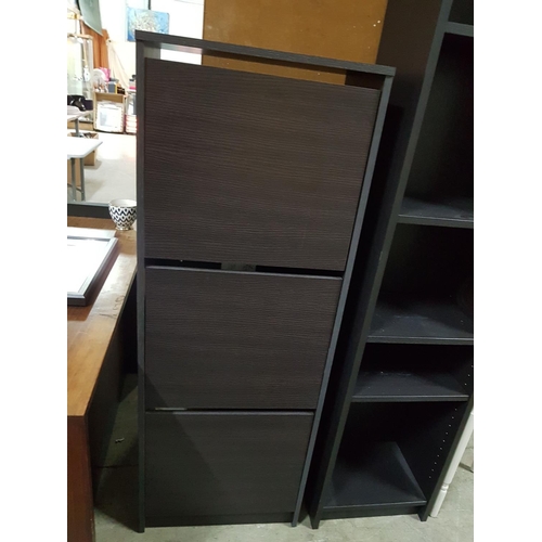 160 - 3 - Tier Shoe Cabinet Dark Brown Colour (28 x 49 x 135cm)