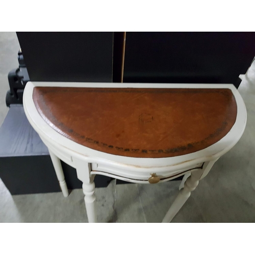 163 - Vintage Style Half Moon Table with Little Drawer (A/F), (Ø75 x H:74cm)