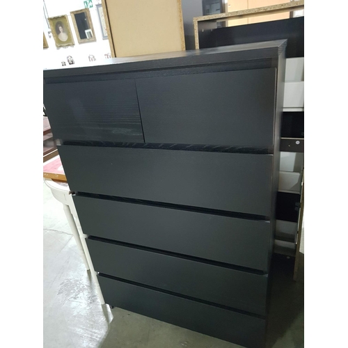 165 - Modern Chest of 6 - Drawer in Dark Brown Colours (80 x 48 x 123.5cm)