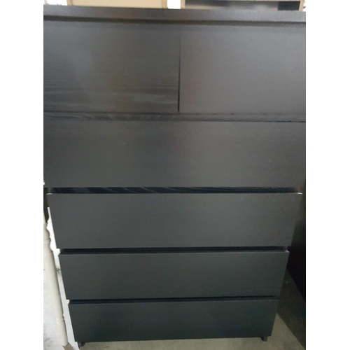 165 - Modern Chest of 6 - Drawer in Dark Brown Colours (80 x 48 x 123.5cm)