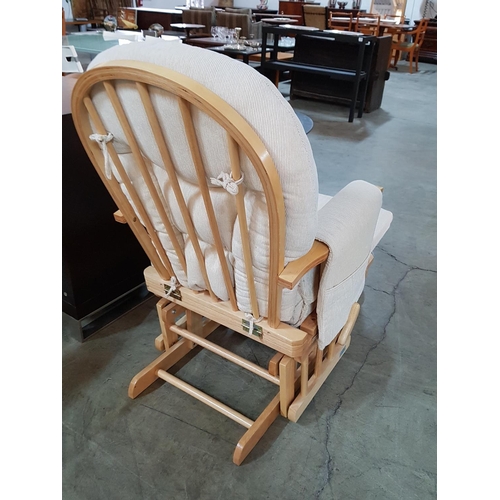 167 - Nursing Chair with Ottoman Glider Rocker Chair with Stool Light Wood Beige Fabric