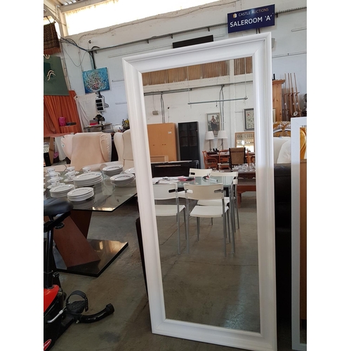 212 - Large Rectangular Ikea Wall Mirror with White Plastic Frame (74 x 165cm)