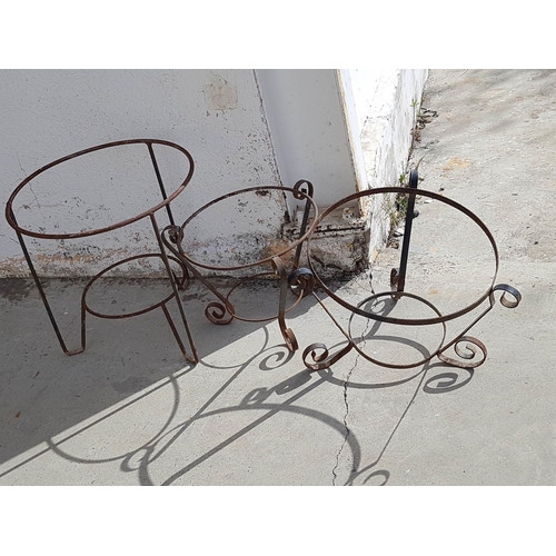 215 - Assorted Collection of Metal Plant Stand Holders (6) Various Sizes and Decor (A/F)