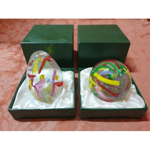 231 - 2 x Glass Paperweights (1 x Round, Approx. H:9cm & 1 x Egg-Shaped, Approx, H:10cm), (2)