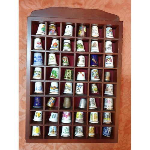 236 - 42 x China, Metal Thimble Souvenir Patterned Together with Wooden Wall Hanging Display Case (Approx.... 