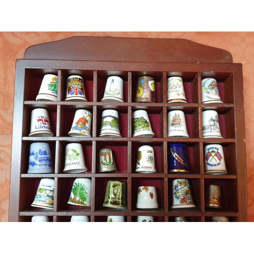 236 - 42 x China, Metal Thimble Souvenir Patterned Together with Wooden Wall Hanging Display Case (Approx.... 