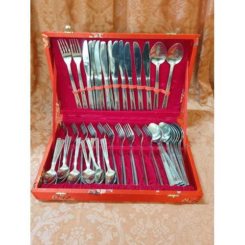 242 - 32 - Piece 18/8 Stainless Steel Cutlery Set Made in China  with Chinse Floral Pattern