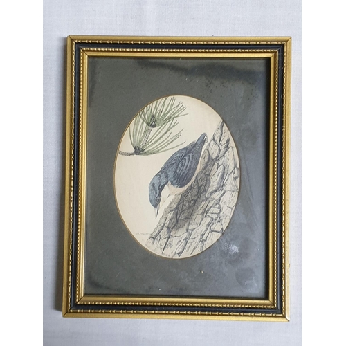 267 - Prints of Bird by John Morland Coloured by Hand Framed (10 x 12.5cm each) Together with Vintage Flor... 