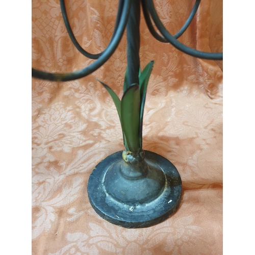 274 - Wrought Iron Candlestick with Ceramic Picture Frame